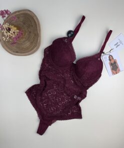 Alternative view of Body en dentelle " Aubergine"