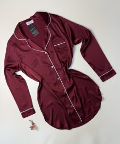Chemise de nuit en satin " Bordeaux  "