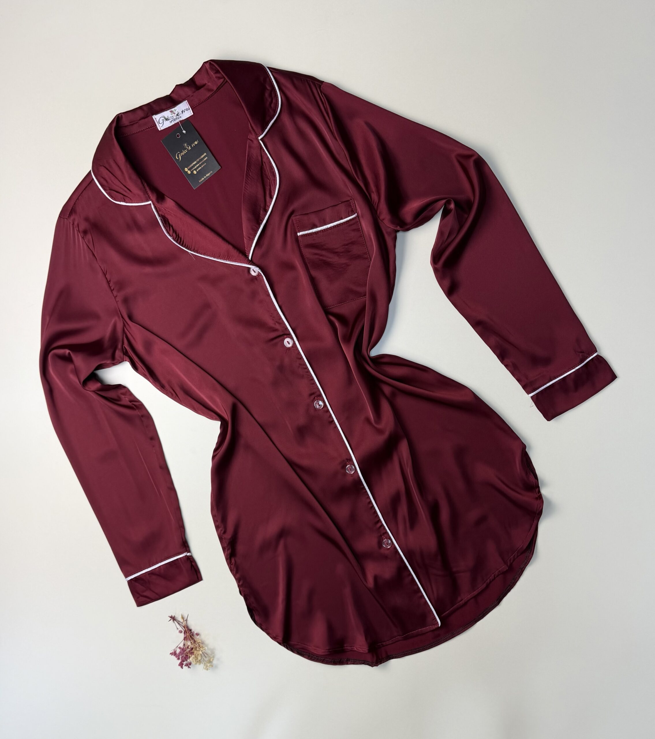 Chemise de nuit en satin " Bordeaux "