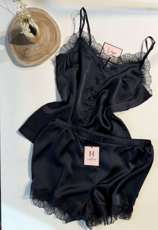 Short-bustier en satin " Noir "