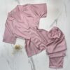 Pyjama Boutonnée  demi-manche en satin " Rose " à rayures