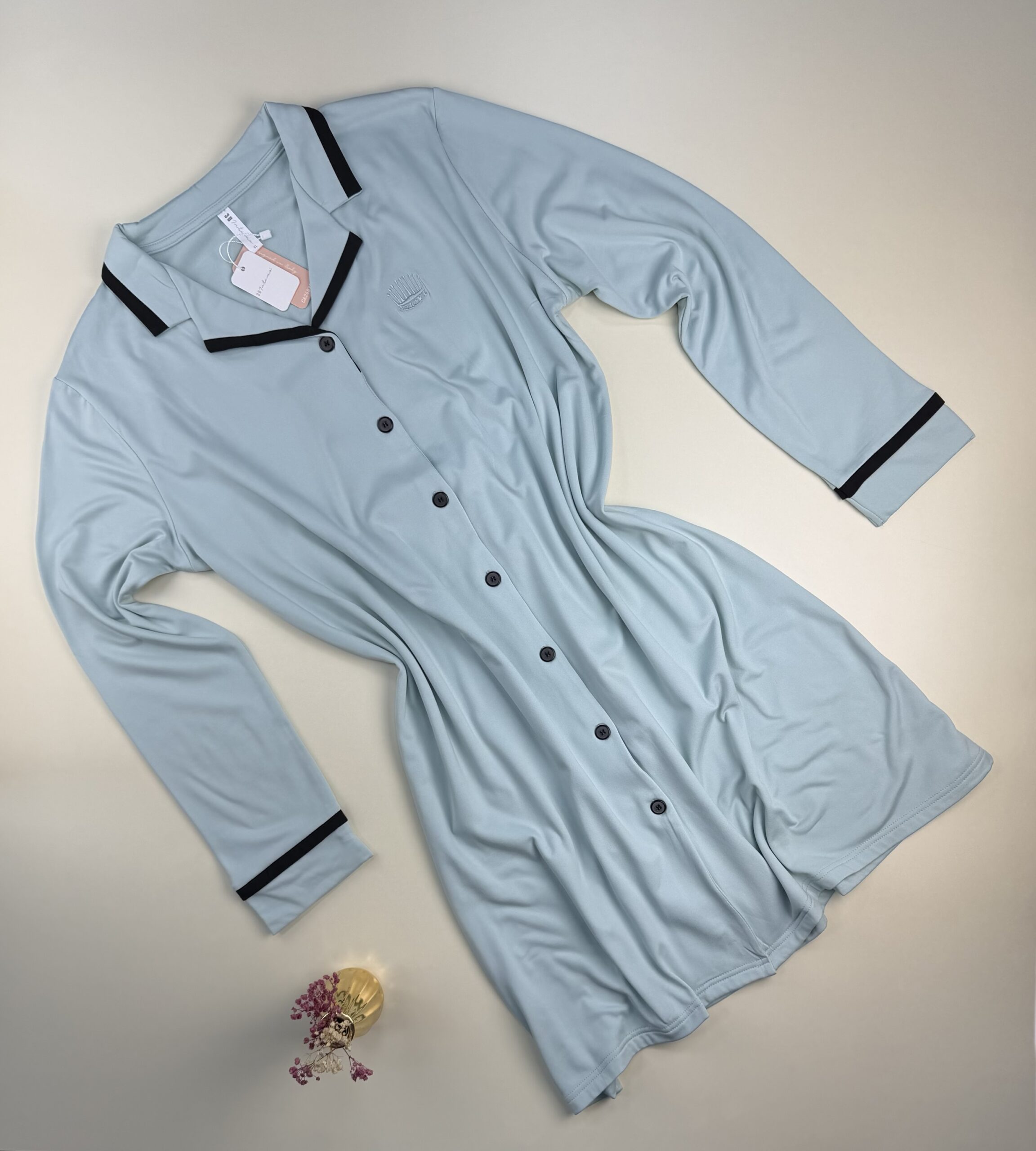 Chemise de nuit boutonnée " bleu vert "