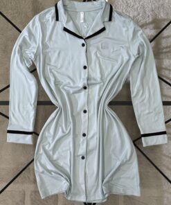 Alternative view of Chemise de nuit boutonnée  " bleu vert "