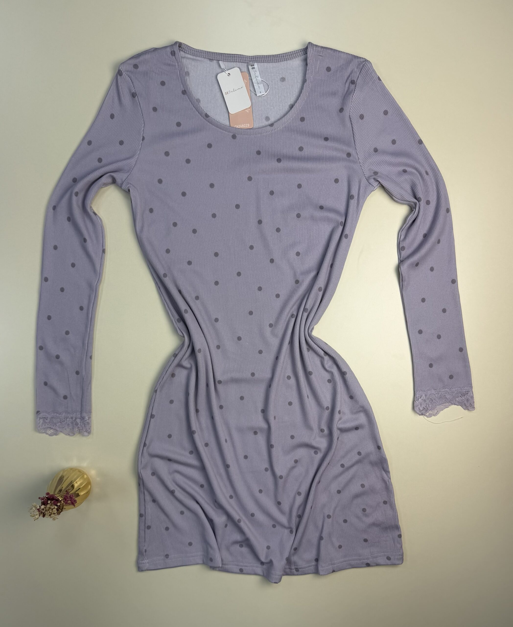 Chemise de nuit " mauve petit point – Image 2