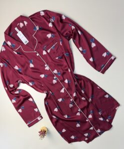 Chemise de nuit en satin " Bordeaux "