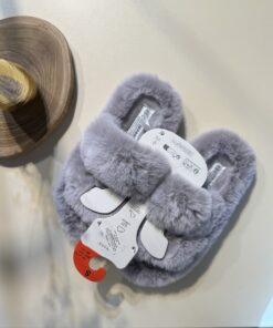 Pantoufle fourrure Primark - Gris -