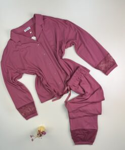 Pyjama boutonné manche longue " Rose "