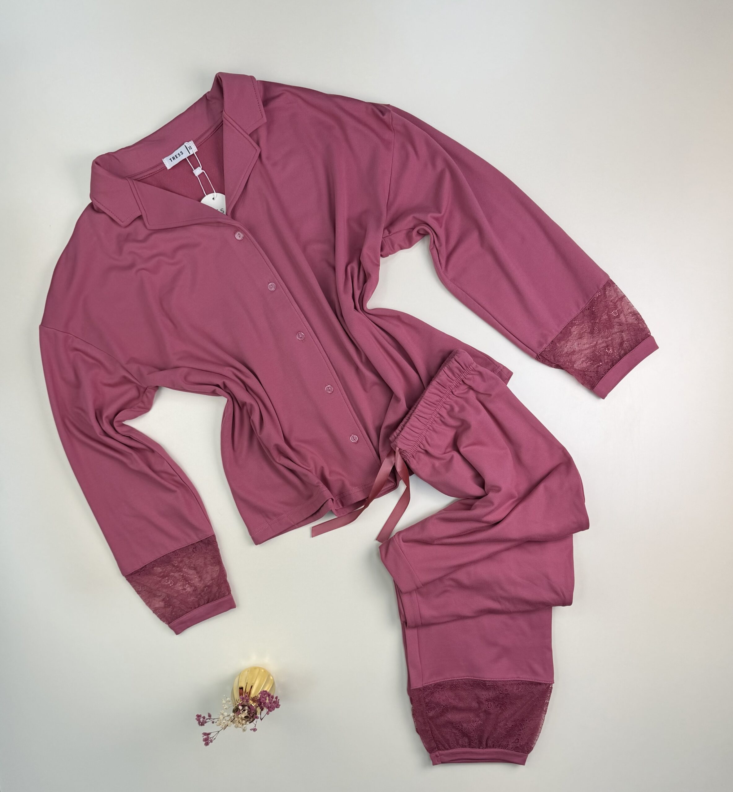 Pyjama boutonné manche longue " Rose "