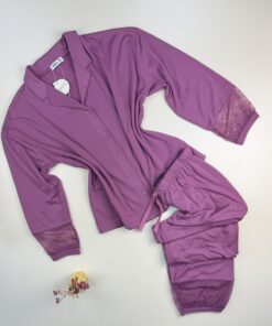 Pyjama boutonné manche longue " mauve "