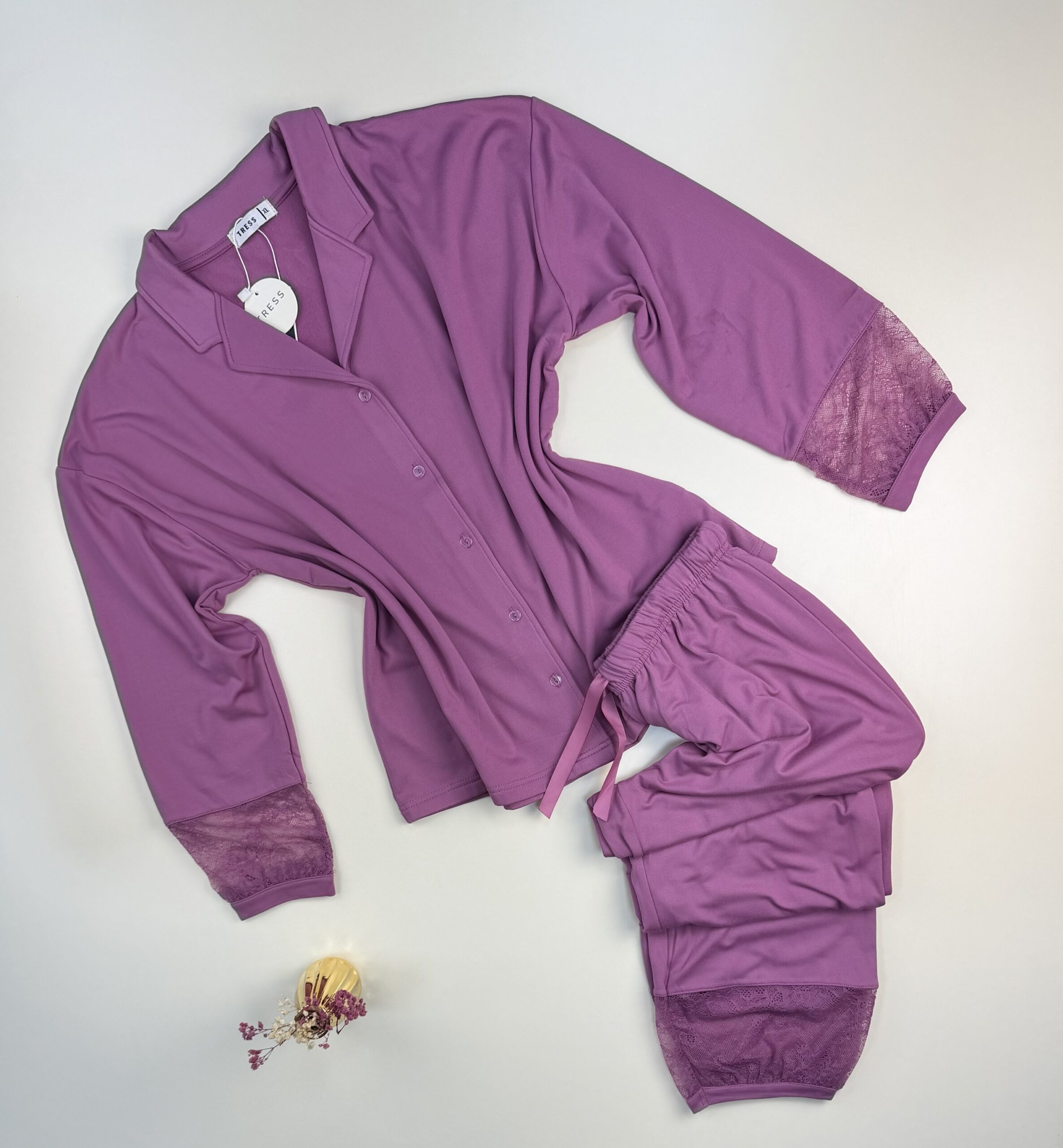 Pyjama boutonné manche longue " mauve "