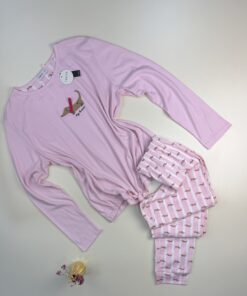 Pyjama haut manche longue en coton " rose foncé "