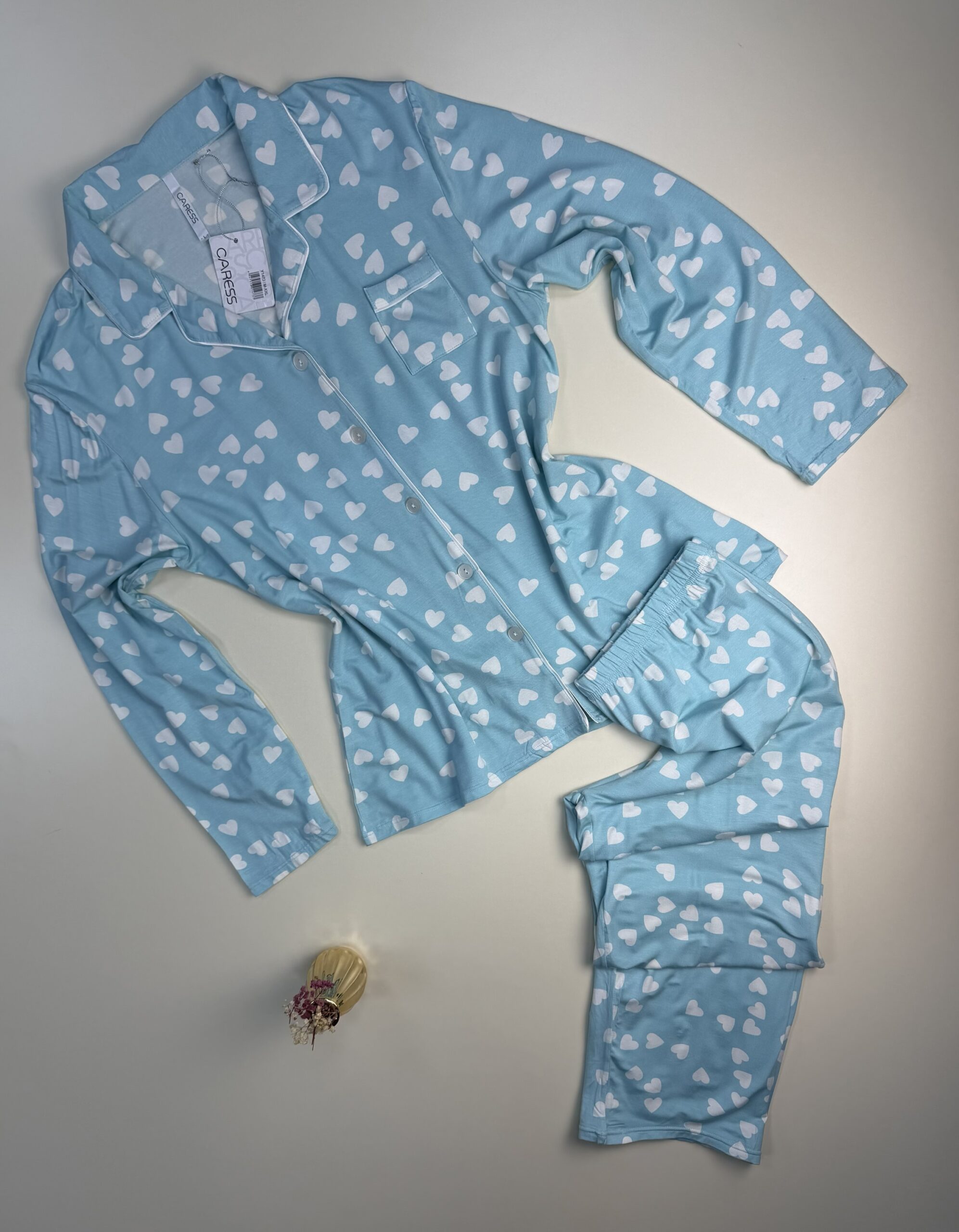 Pyjama Boutonée "Bleu Coeur " manche longue "