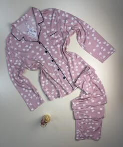 Pyjama Boutonée "Rose Coeur " manche longue "