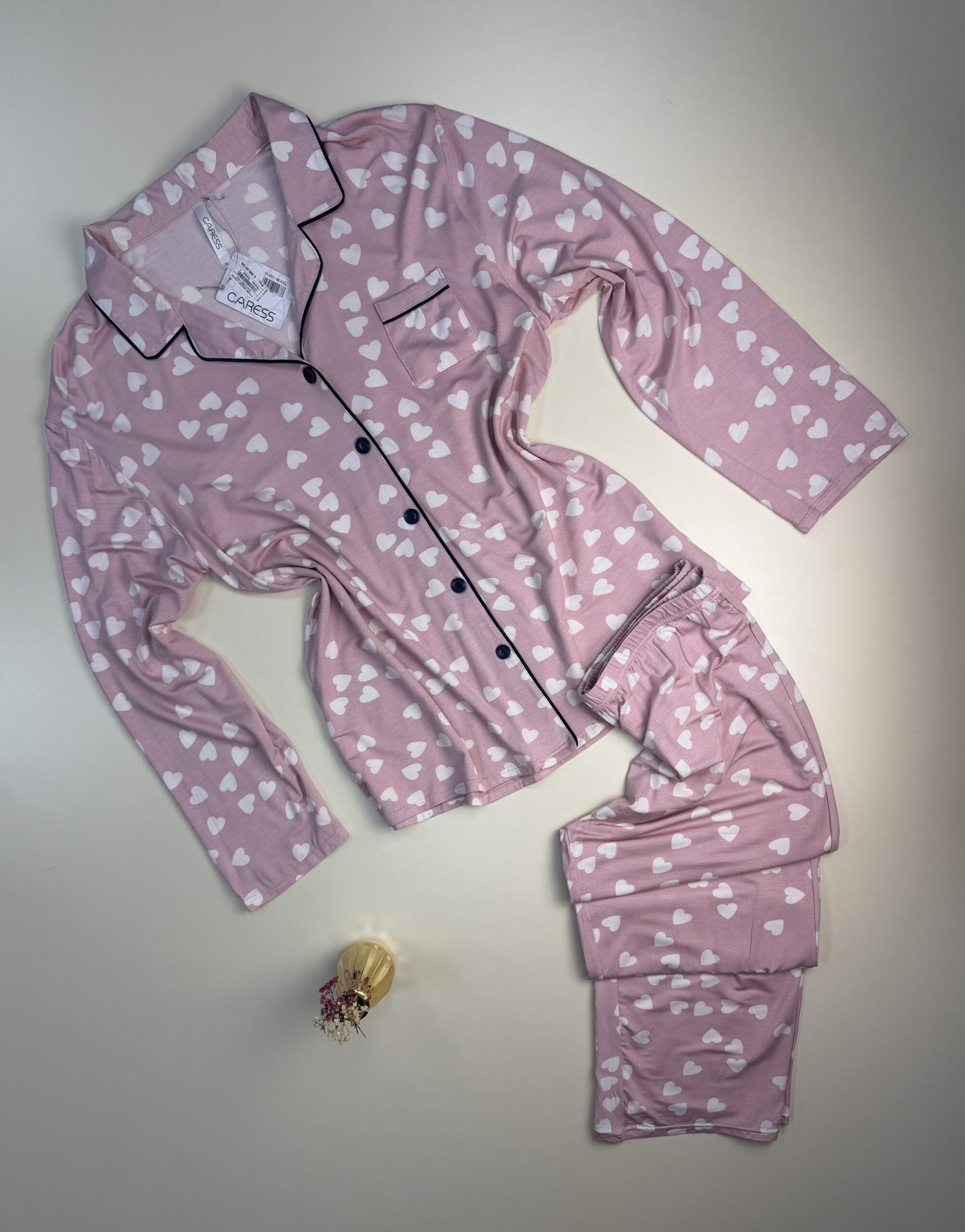 Pyjama Boutonée "Rose Coeur " manche longue "