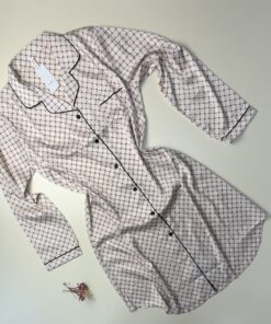 Chemise De Nuit Boutonné en satin " BEIGE "