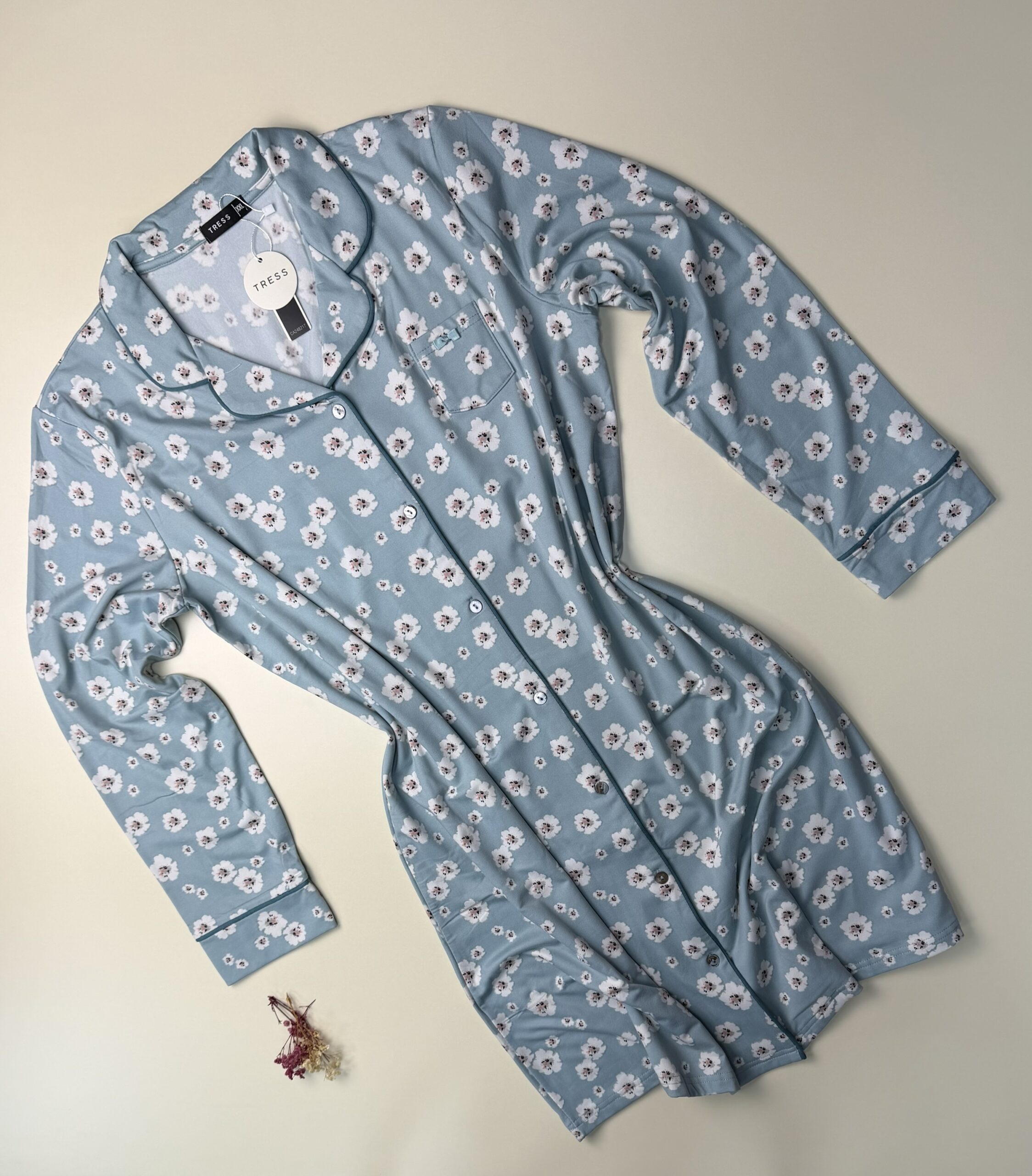 Chemise de nuit " Bleu à fleurs "