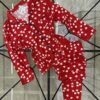 Pyjama Boutonée "Rouge Coeur " manche longue "