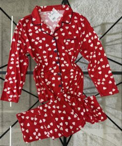 Alternative view of Pyjama Boutonée "Rouge Coeur " manche longue "