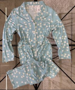 Alternative view of Pyjama Boutonée "Bleu Coeur " manche longue "