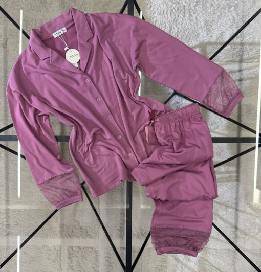 Pyjama boutonné manche longue " mauve "