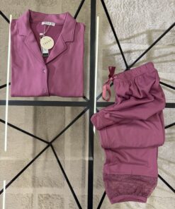 Alternative view of Pyjama boutonné manche longue " mauve "