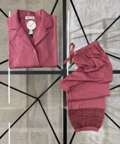 Alternative view of Pyjama boutonné manche longue " Rose "