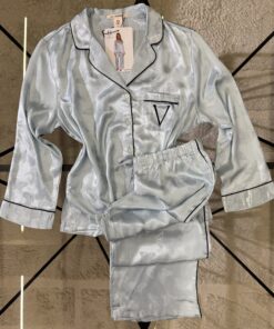 Alternative view of Pyjama Boutonée en satin " Bleu " Papillon