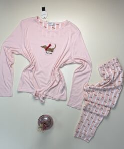 Alternative view of Pyjama haut manche longue en coton " rose clair "