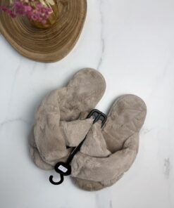 Pantoufle ouverte Croisé – beige  –