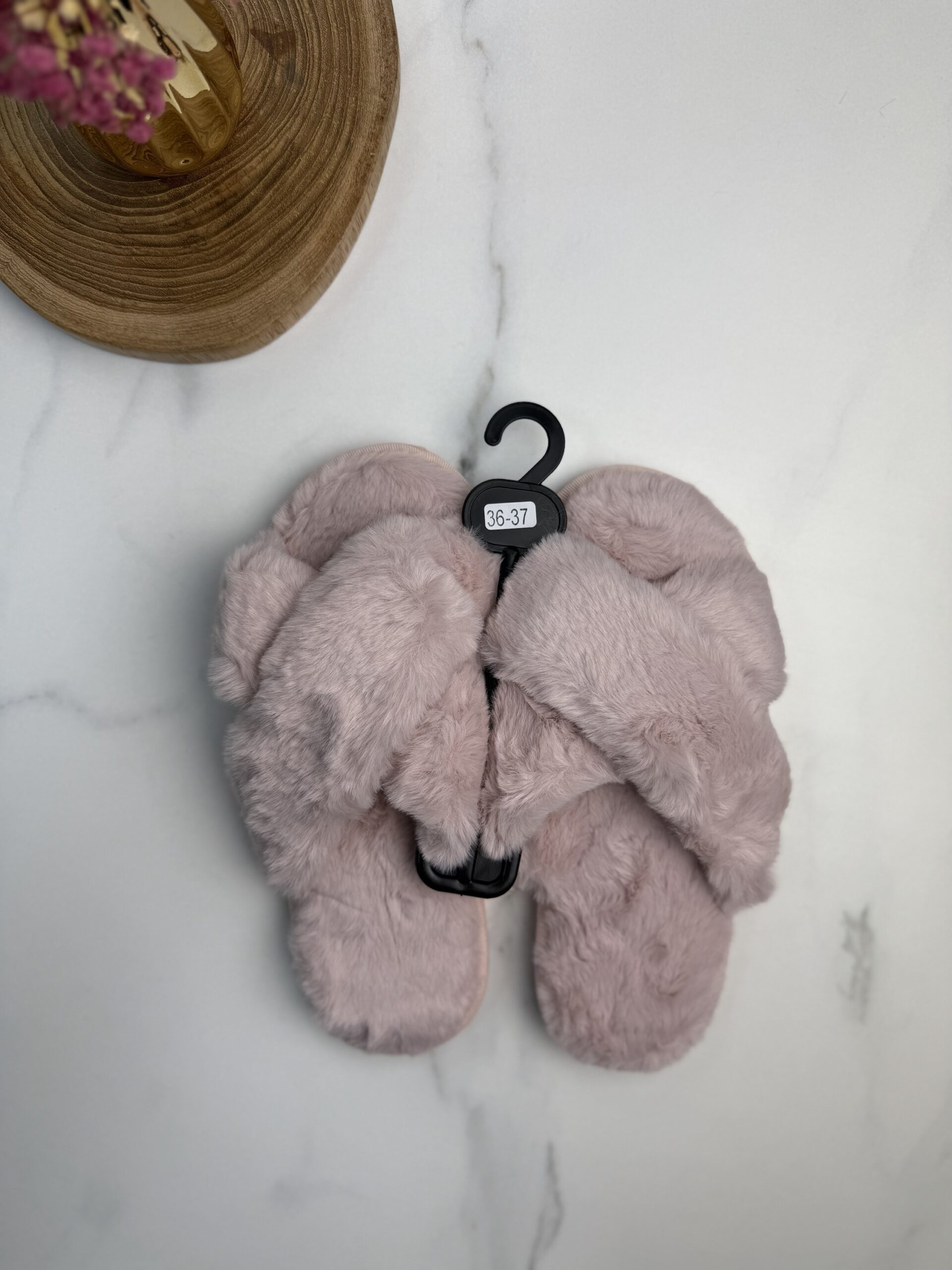 Pantoufle ouverte Croisé – Rose  – – Image 2