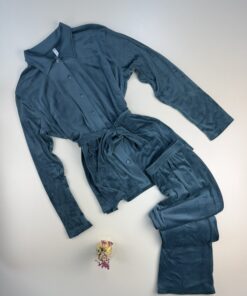 Pyjama boutonée en velours " Vert "