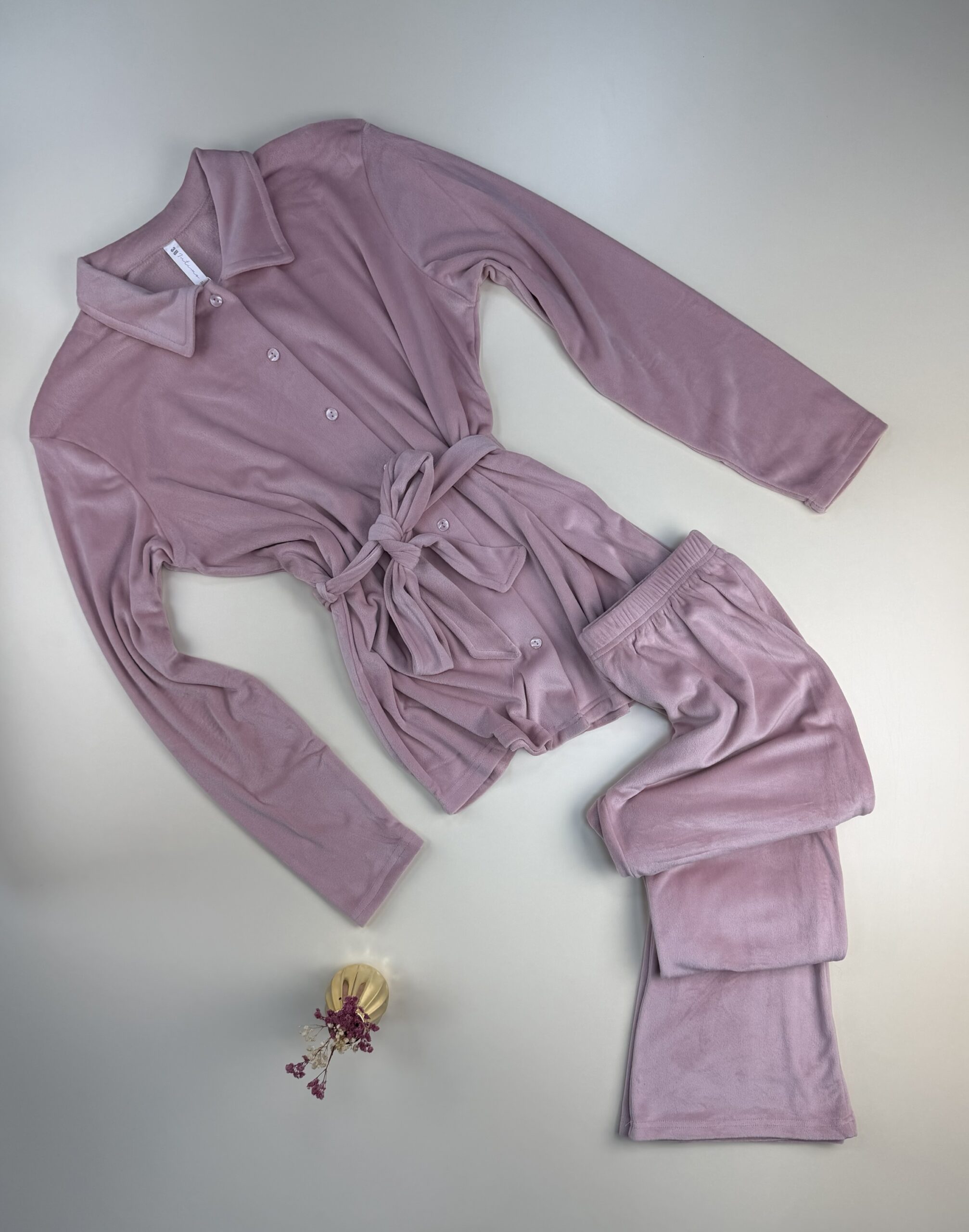 Pyjama boutonée en velours " rose clair "
