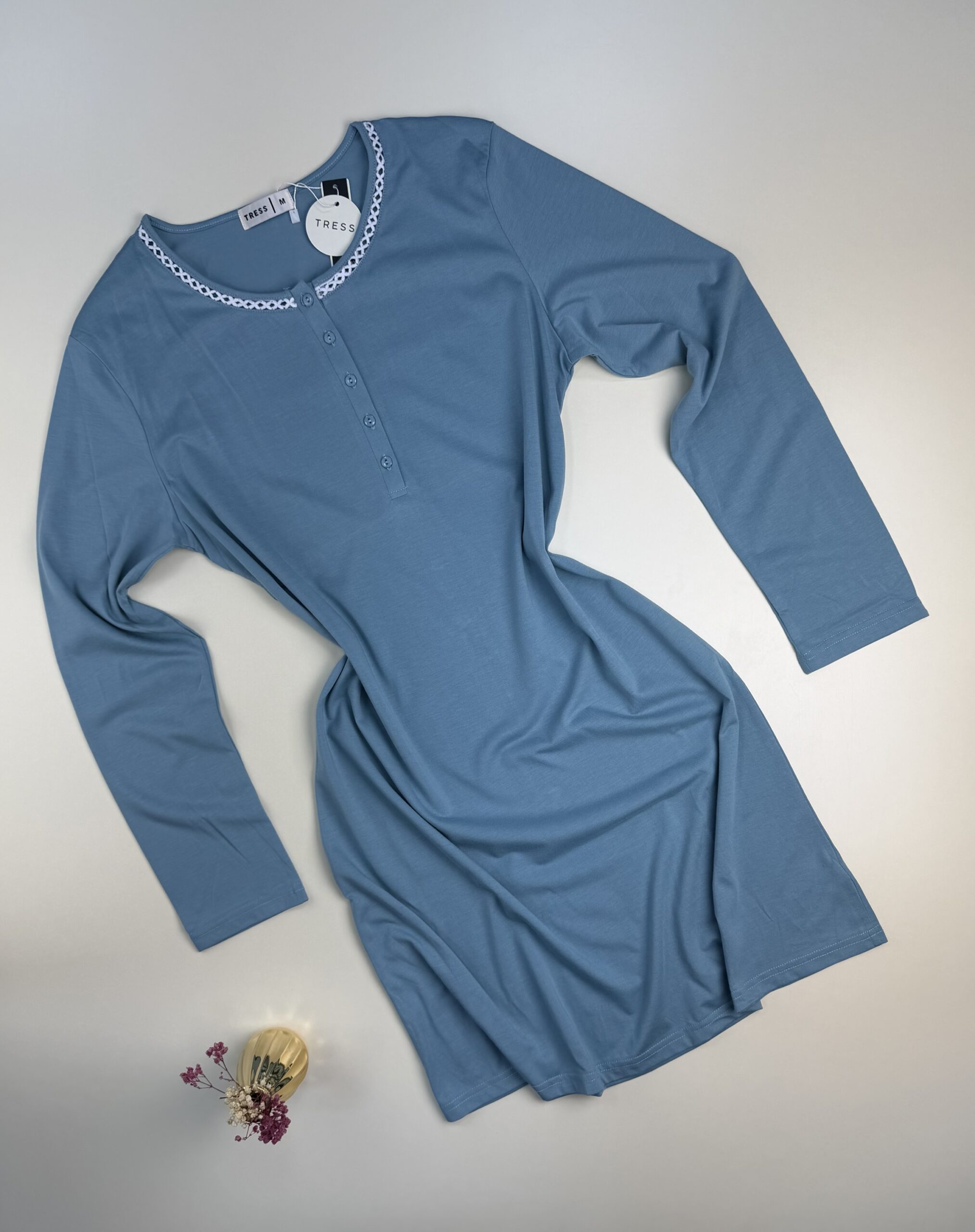 Chemise de nuit boutonnée " Bleu "