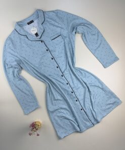 Chemise de nuit boutonné " Bleu "