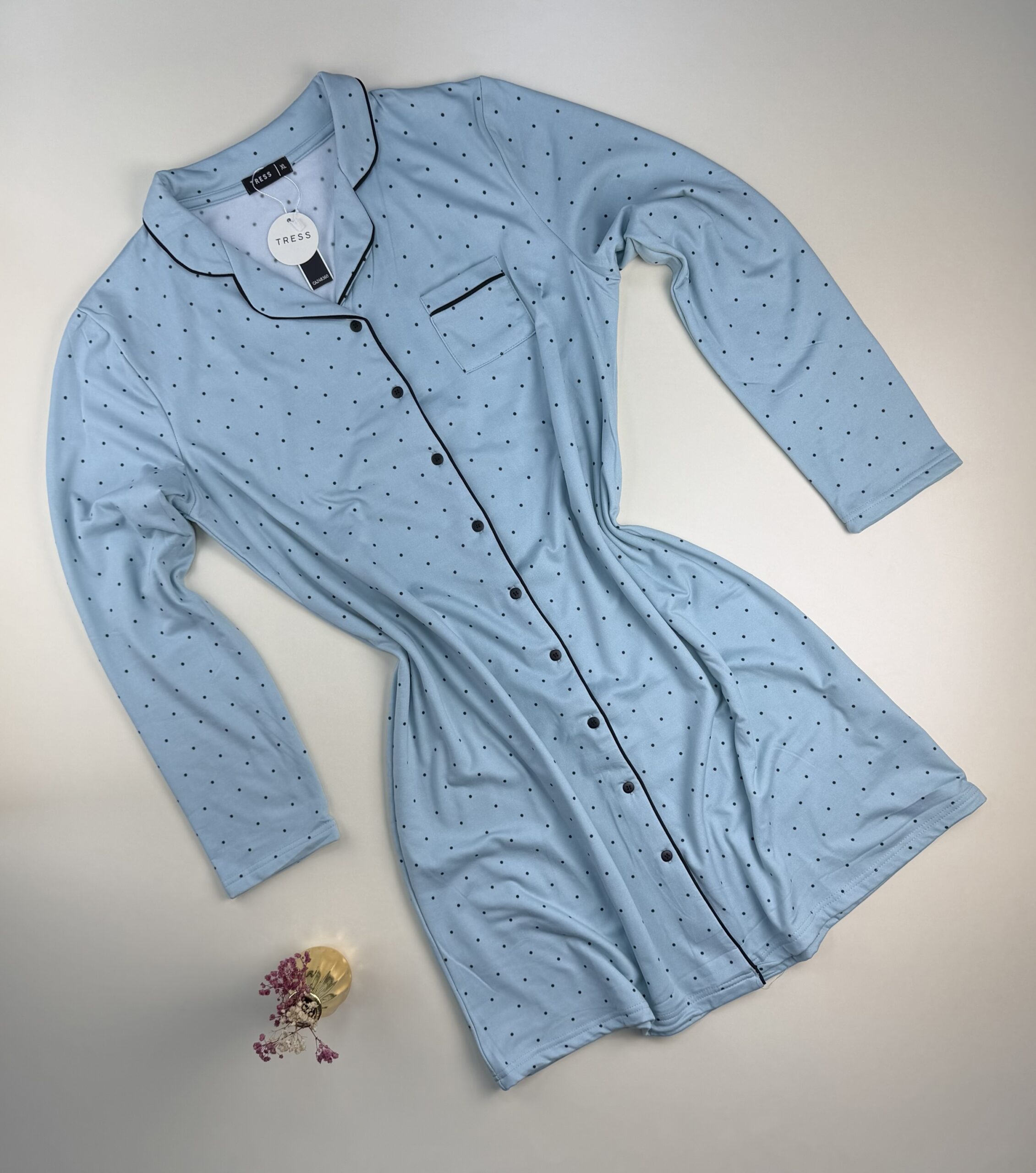 Chemise de nuit boutonné " Bleu "