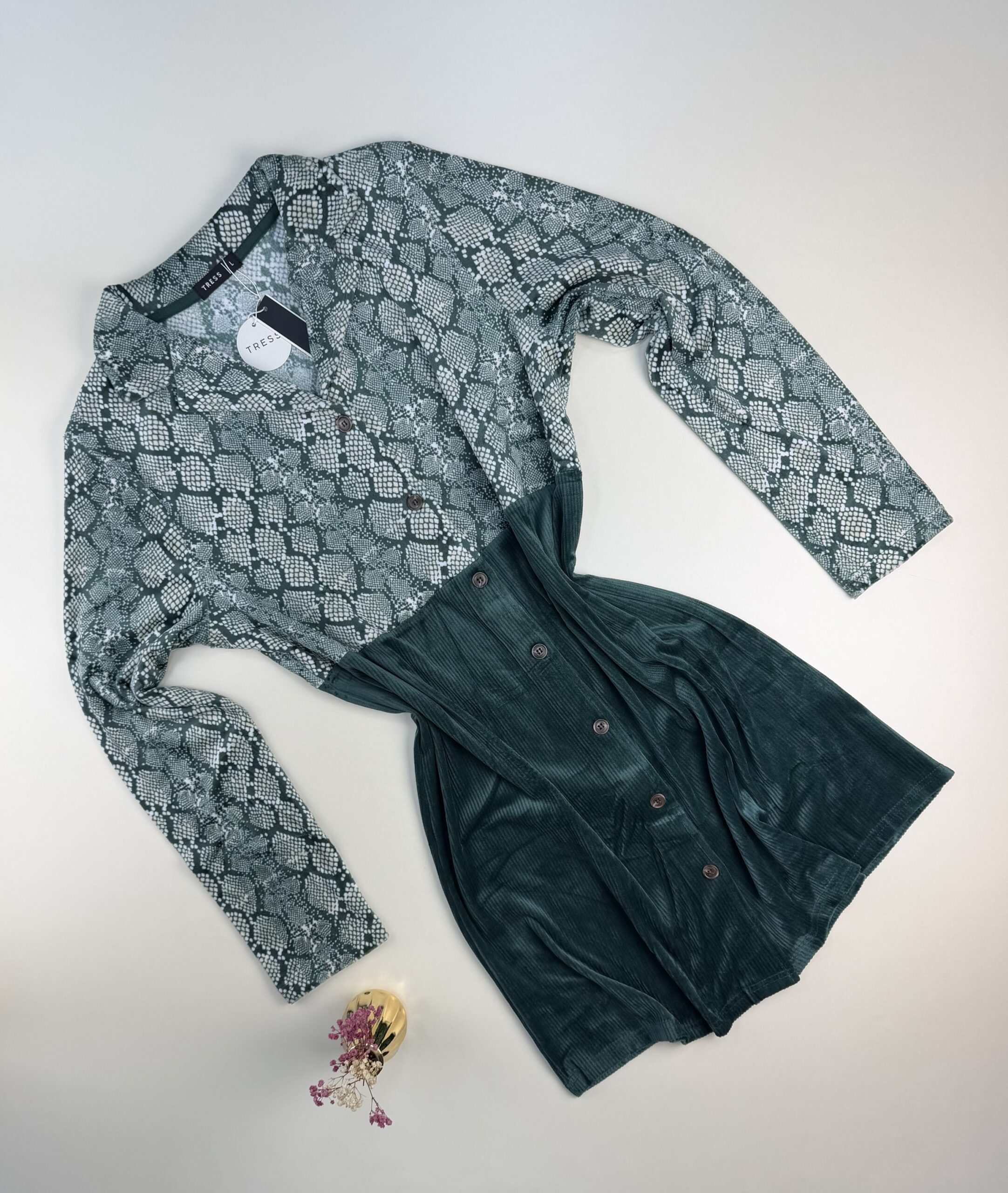 Chemise de nuit boutonné " Vert "