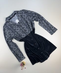 Chemise de nuit boutonné " Noir "