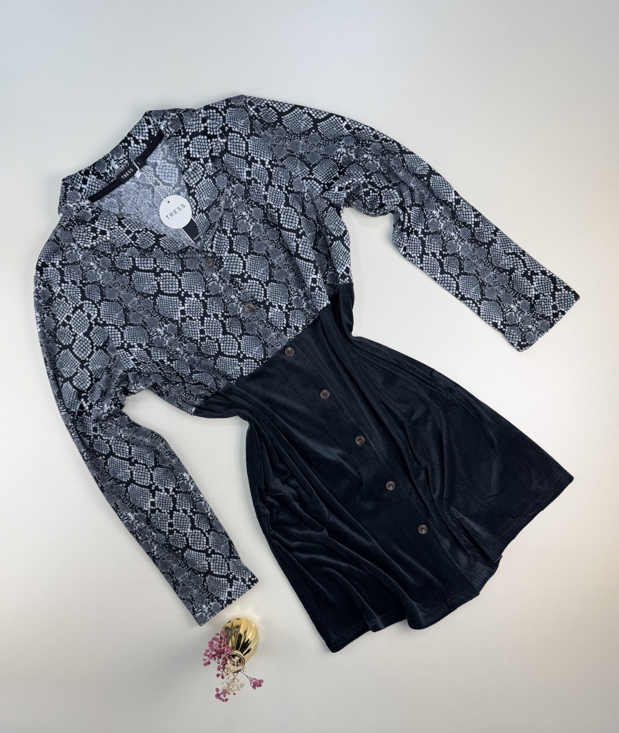 Chemise de nuit boutonné " Noir "