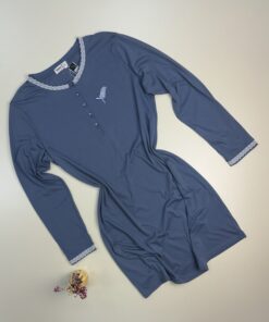 Chemise de nuit boutonné " Bleu "