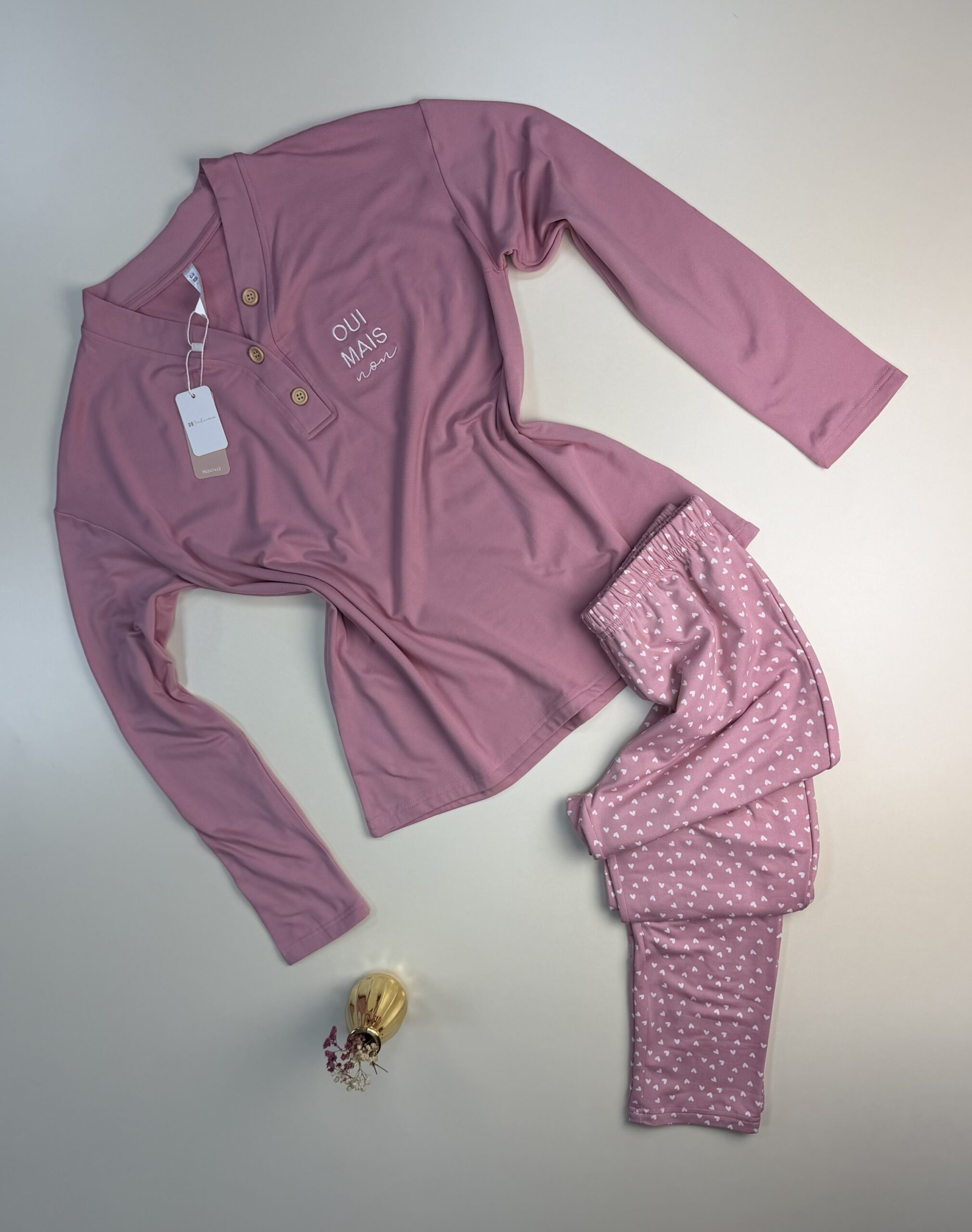 Pyjama haut manche longue " Rose "