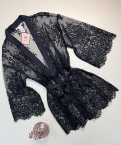 Peignoir en dentelle H " Noir "