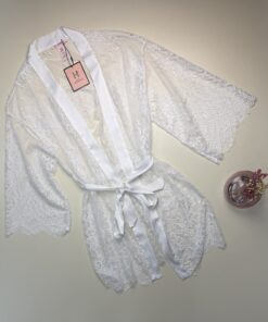 Peignoir en dentelle H " Blanc "