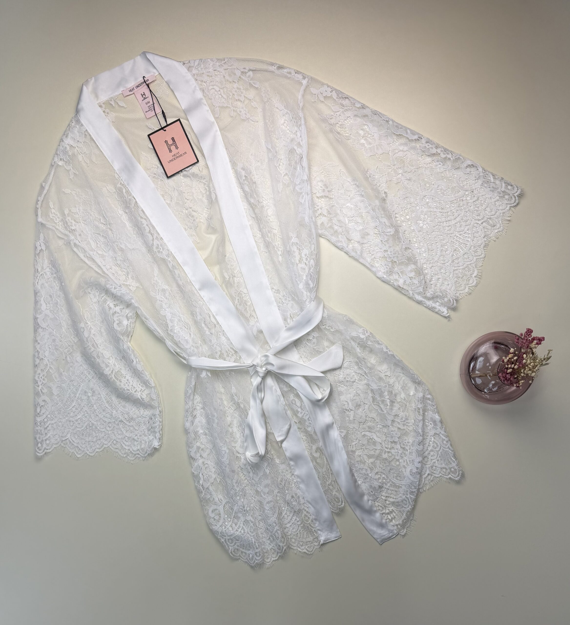 Peignoir en dentelle H " Blanc "