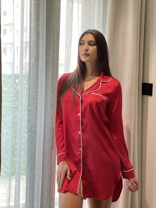 Chemise de nuit en satin " Rouge "
