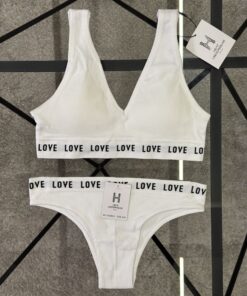 Alternative view of Ensemble 2 pcs H love " Blanc "