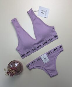 Ensemble 2 pcs H love " mauve "