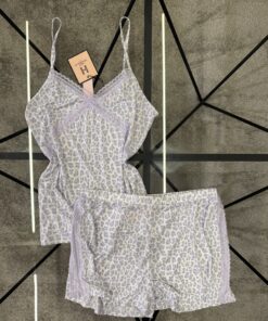 Alternative view of Short-bustier en lycra " léopard mauve "