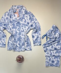 Alternative view of Pyjama boutonné H " Bleu à fleurs "
