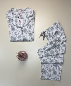 Alternative view of Pyjama boutonné H " gris à fleurs "