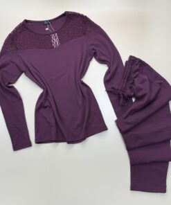 Alternative view of Pyjama haut manche longue " Aubergine "